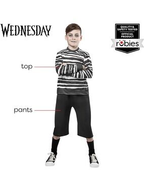 Rubie's Wednesday Pugsley Addams Black & White Striped Top with Black Pants